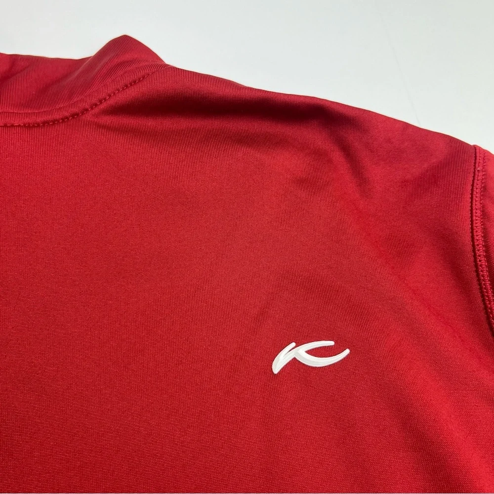 KJUS Men Diamond Fleece Half Zip Red Burgundy Pullover SZ Large Stretch Athletic